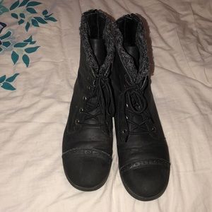 Black combat boots